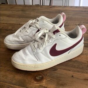 Nike White and Burgundy Sneakers